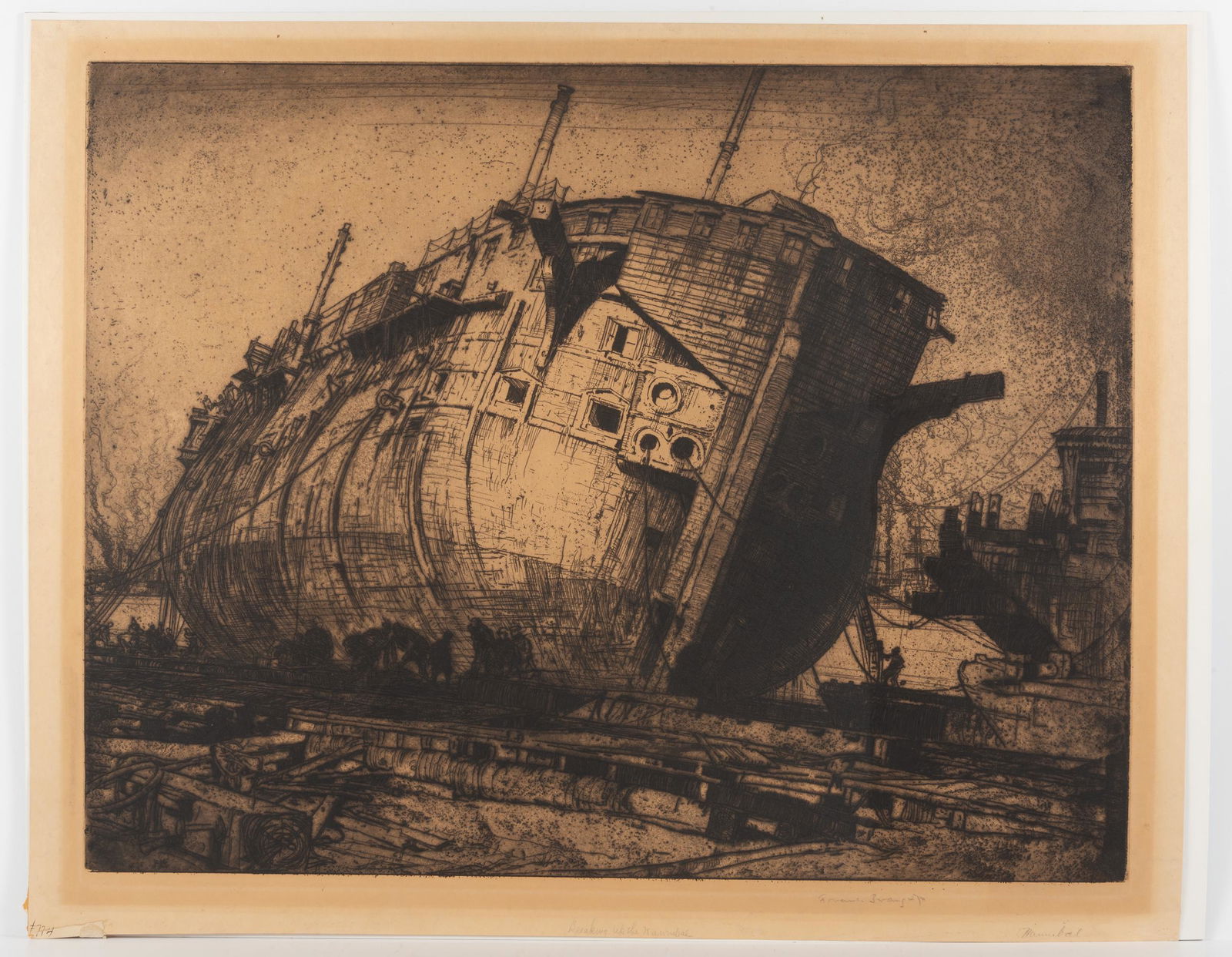 Frank Brangwyn, 'Breaking up the Hannibal' Etching (1 of 3)
