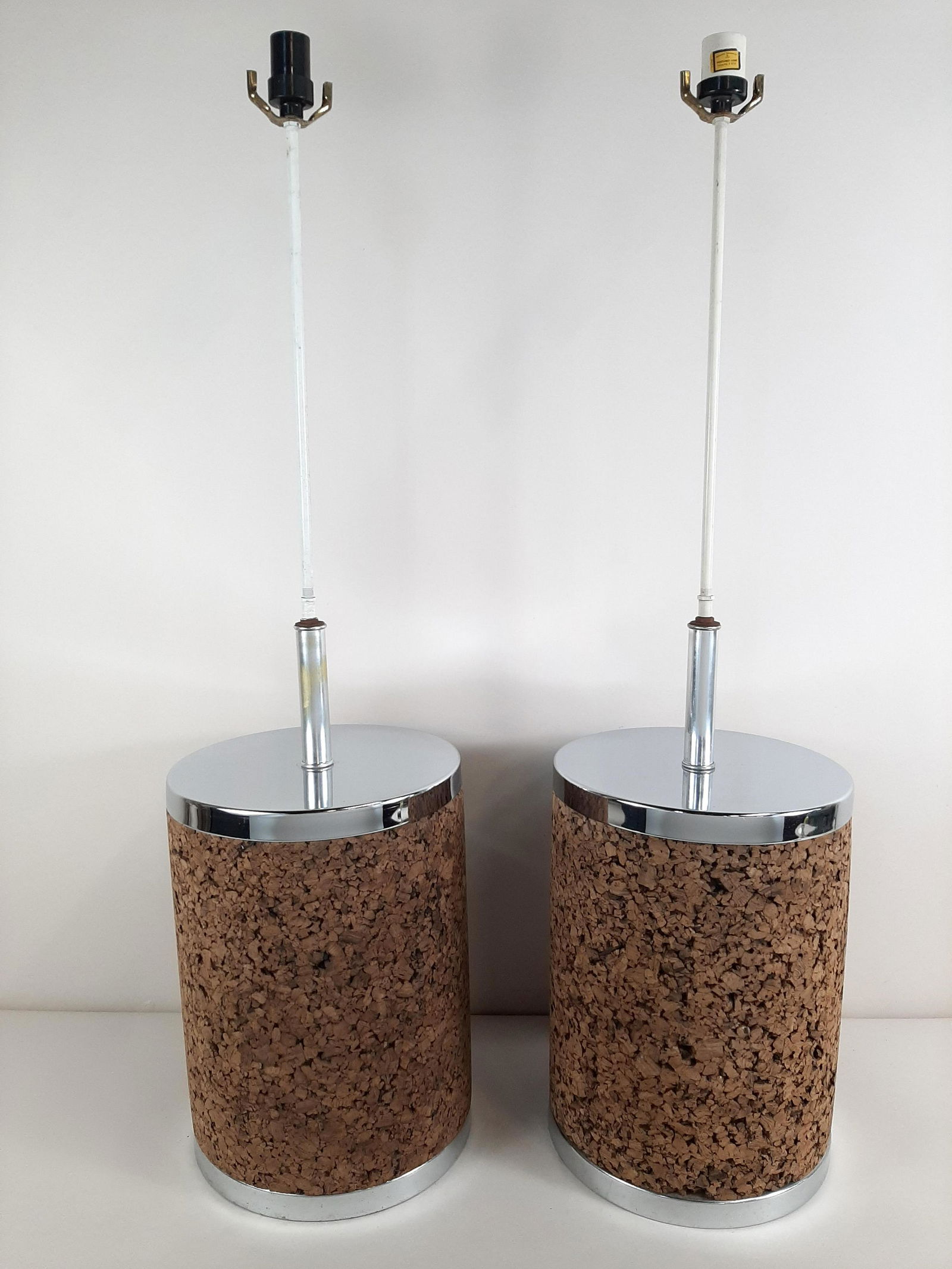 Pr Laurel Cork and Chrome Table Lamps (1 of 2)