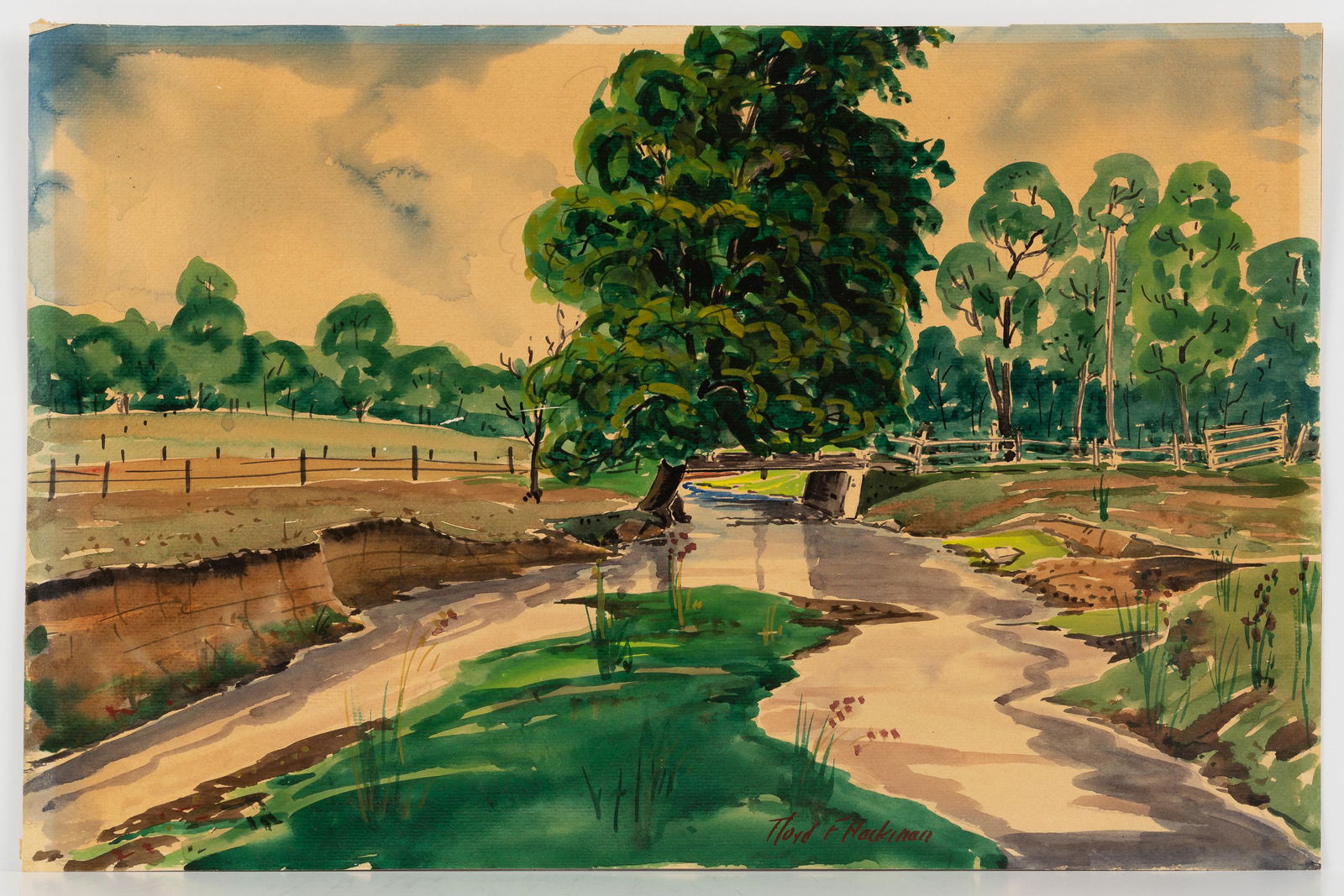 Floyd F. Hackman Landscape Watercolor (1 of 3)