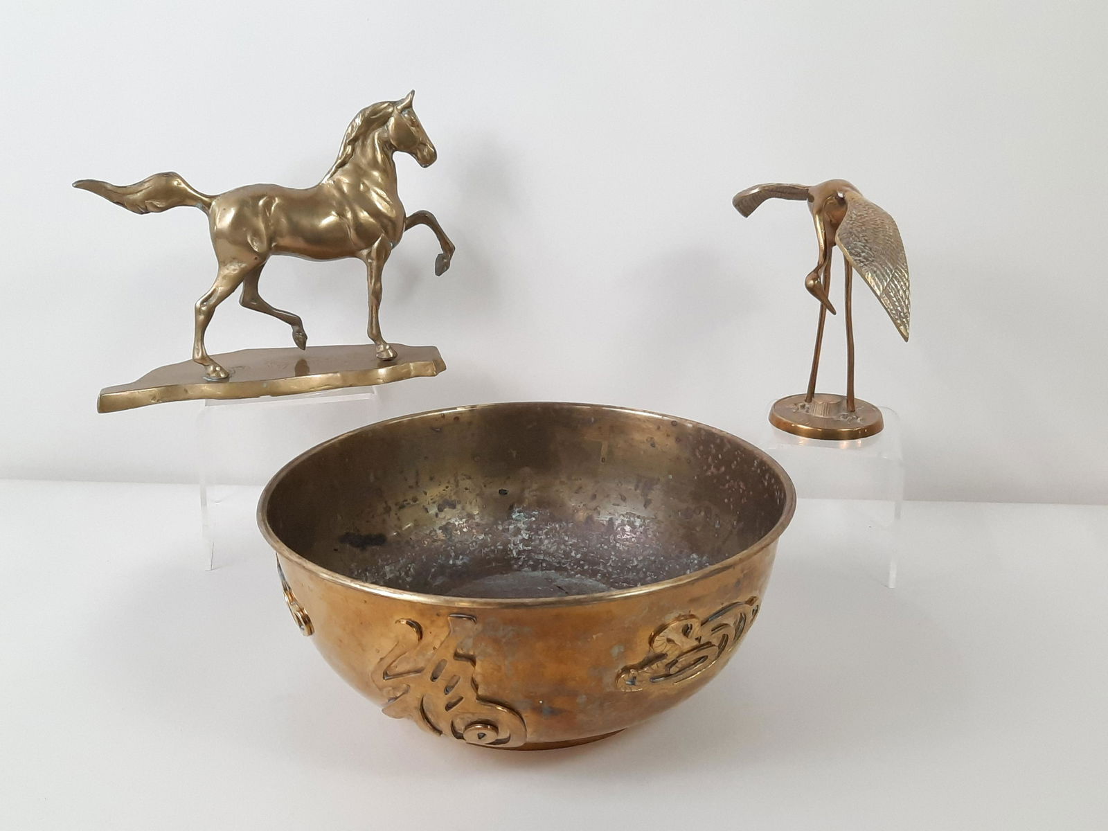 2 Asian Brass Figurines and Bowl (1 of 9)