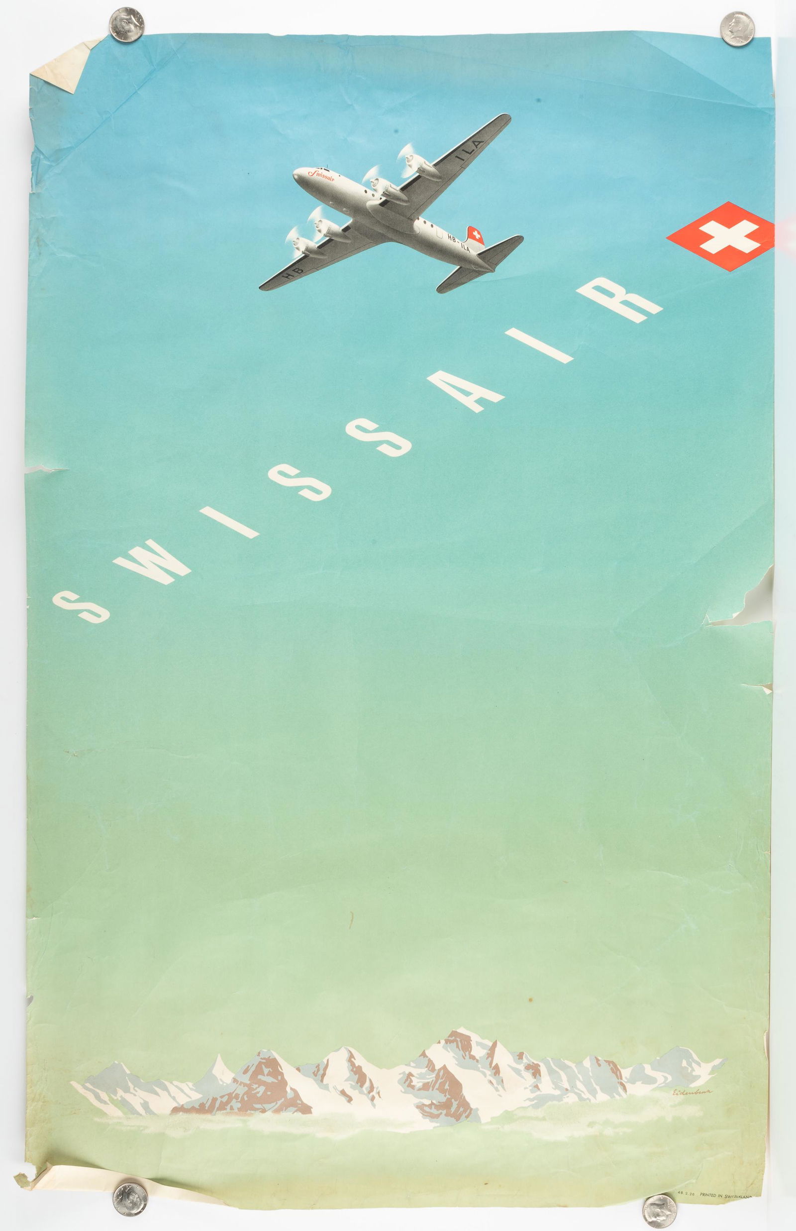 1948 Vintage SwissAir Travel Poster (1 of 2)