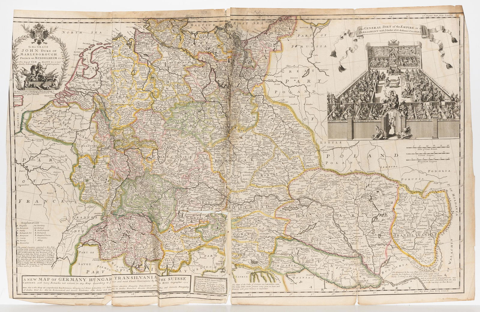 H. Moll, 1712, Map of Germany, Hungary (1 of 7)