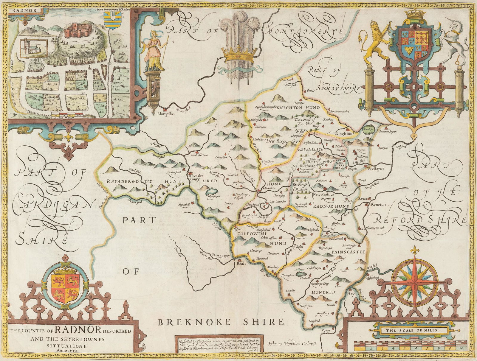 1610 Map of County of Radnor (Wales) (1 of 3)