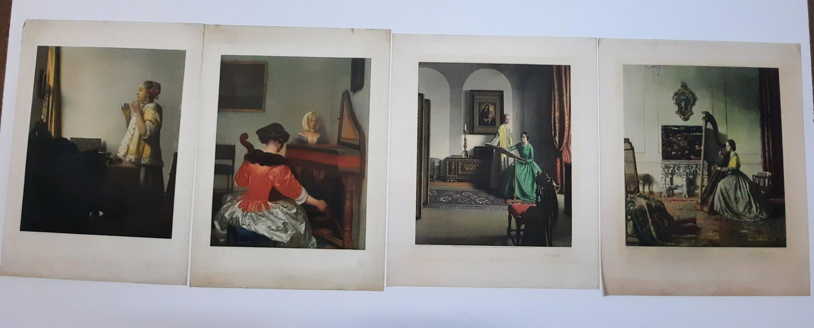 4 Vintage Prints of the Arts: Includes "Morning Dress", "The Concert", "The Sampler" and "Lady with a Harp". Each approximately 29-1/2" high x 24-1/2" wide IMPORTANT: Before bidding, please read the terms and conditions. When you 