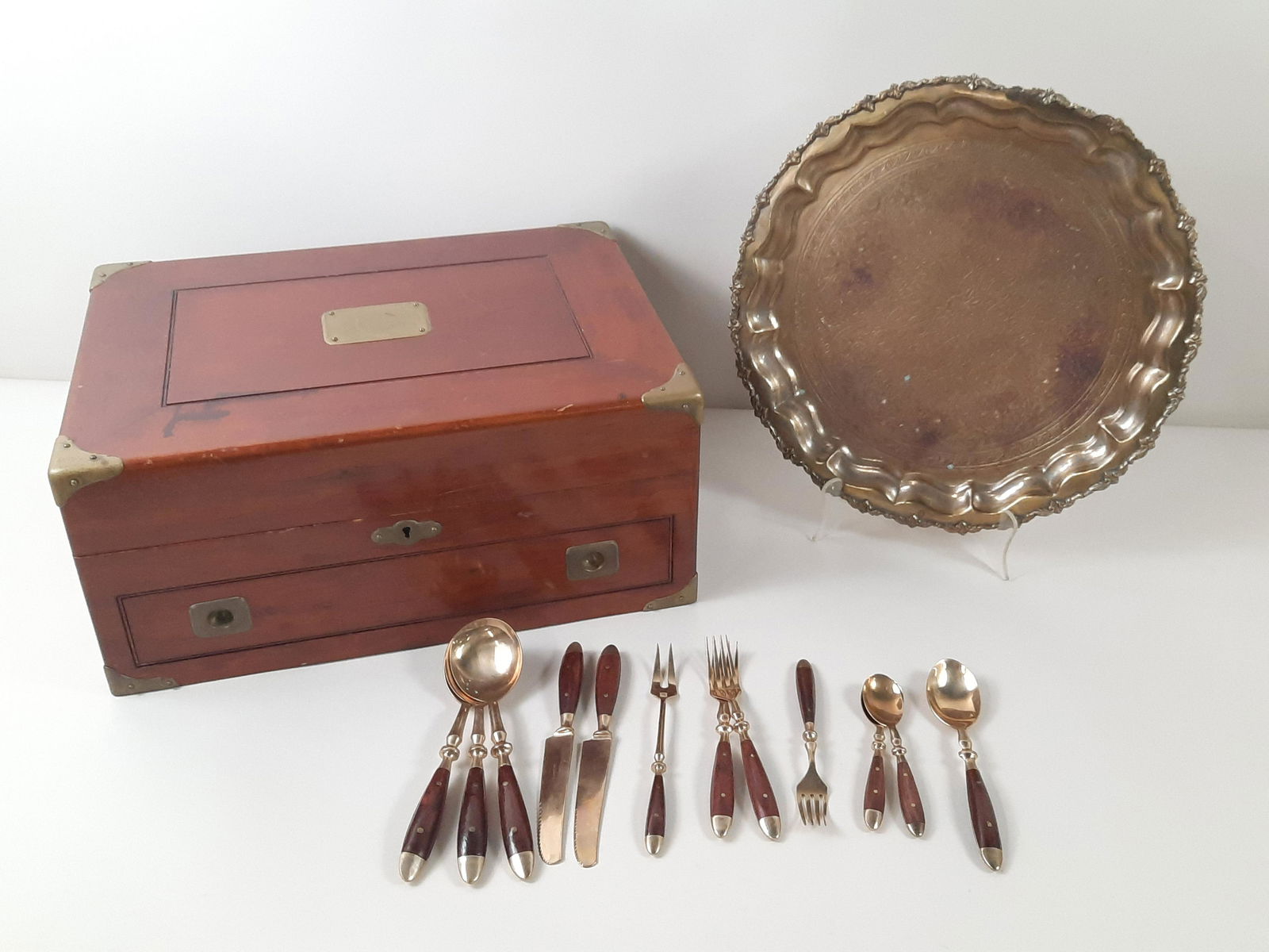 14 Pcs incl Antique Silver Service Chest (1 of 8)
