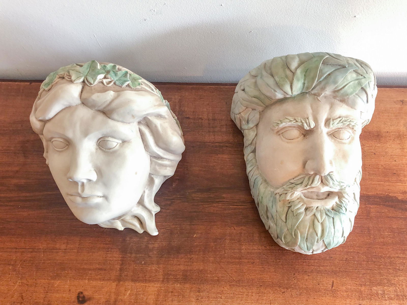 Pair of Figural Plaster Hanging Planters (1 of 6)