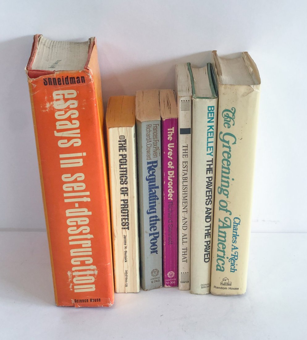 7 Political Books Incl. First Edition: Includes The Establishment and All That, a collection of articles published in 1970 by The Center for the Study of Democratic Institutions; The Pavers and the Paved by Ben Kelley, published in 1971 by