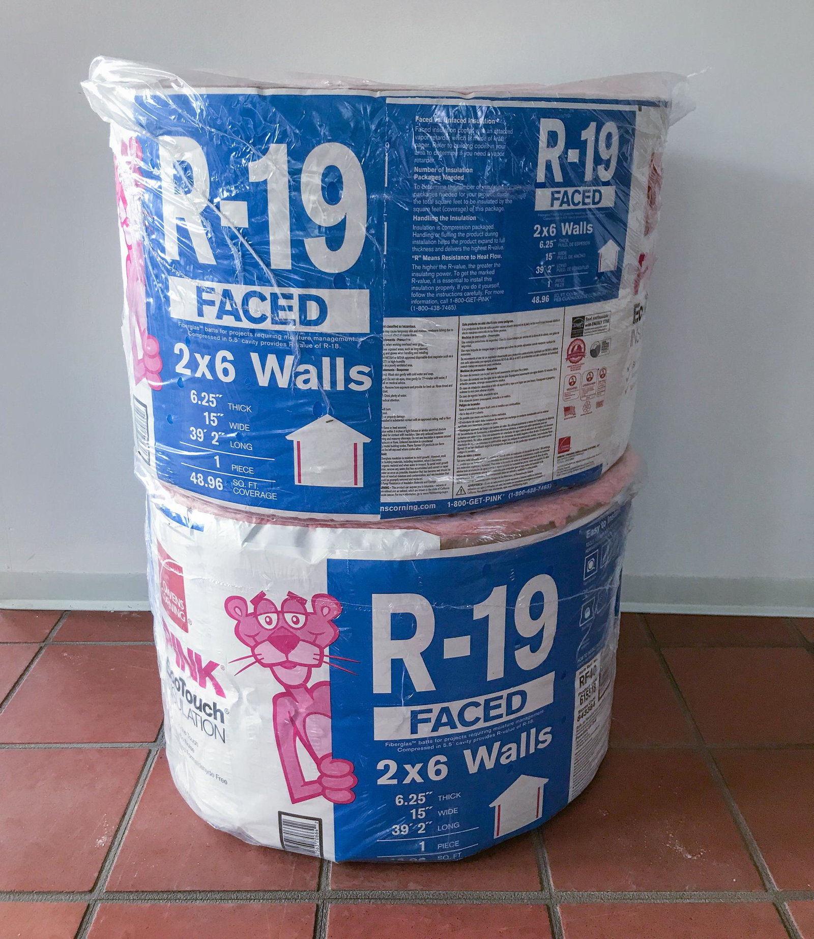 2 Rolls Owens Corning R-19 Insulation: Faced. 15" x 39' 2". IMPORTANT: Before bidding, please read the terms and conditions. When you registered for the auction you agreed to these terms and will be required to comply with them.
