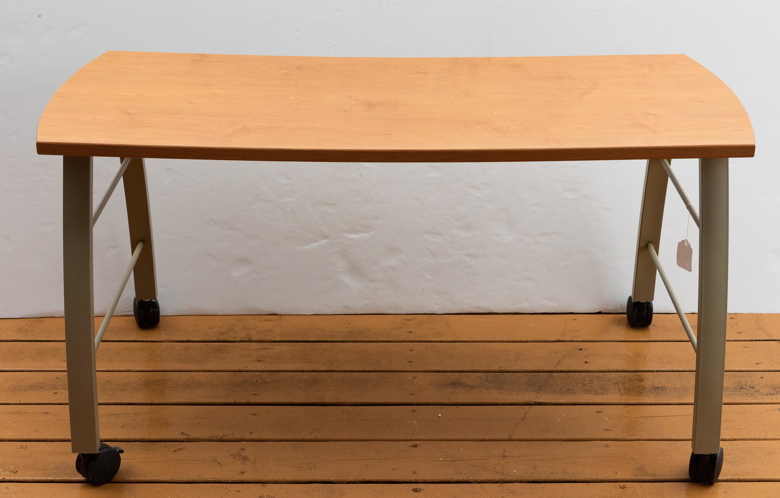 Rolling Desk: Metal base with locking wheels. 55" wide x 23-1/4 deep x 28" high. IMPORTANT: Before bidding, please read the terms and conditions. When you registered for the auction you agreed to these terms and wi