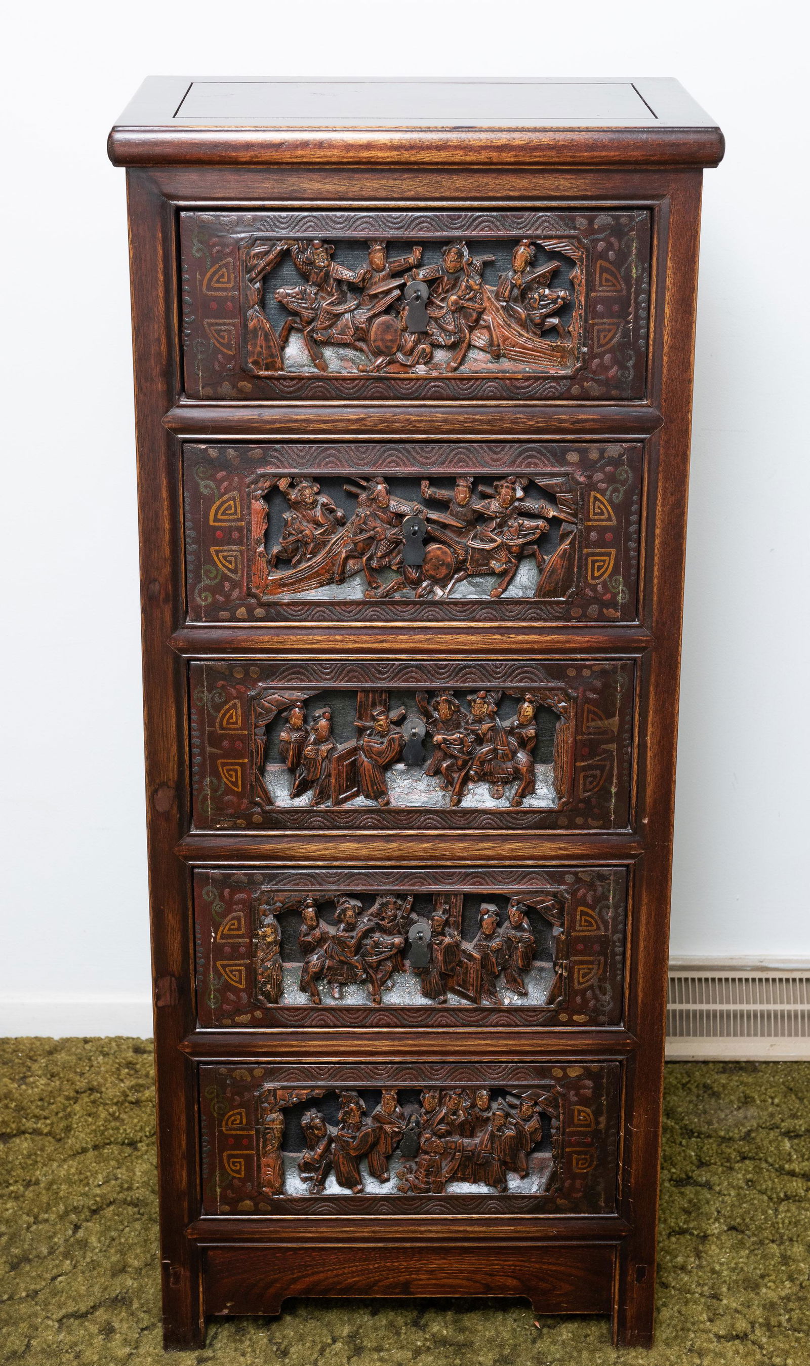 Asian Carved Chest of Drawers (1 of 4)