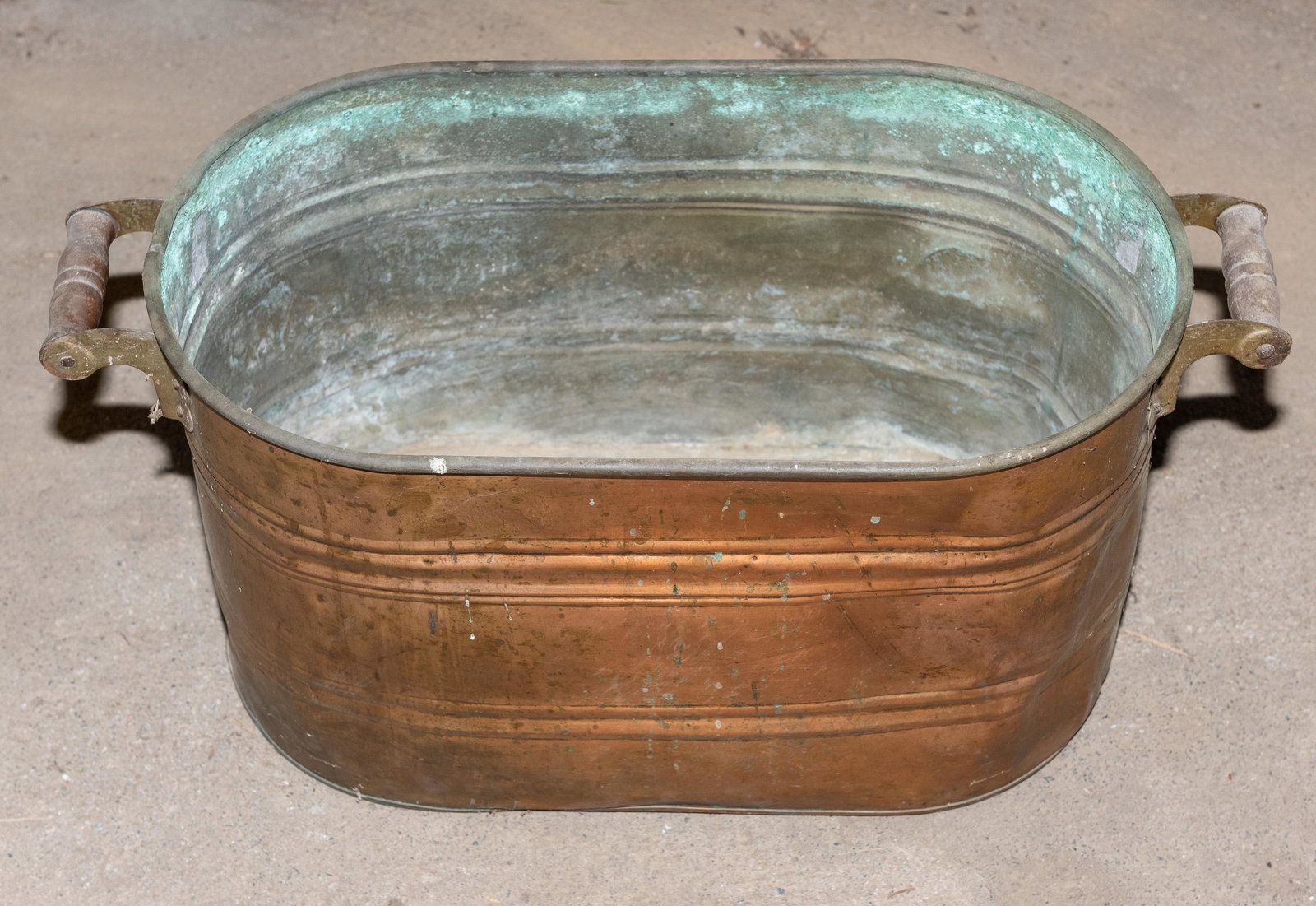 Copper Boiler: 23" long x 14-1/2" deep 12" wide. IMPORTANT: Before bidding, please read the terms and conditions. When you registered for the auction you agreed to these terms and will be required to comply with the