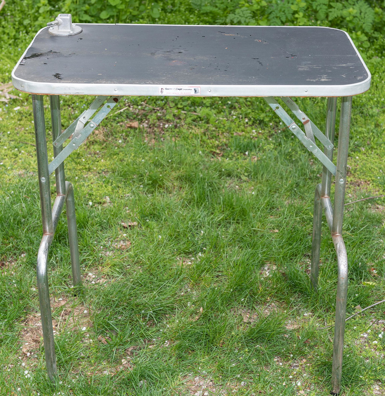 Dog Grooming Table: Does not include collaring accessories. 31" wide x 19" deep x 36" high. Rubber matting separating from top. IMPORTANT: Before bidding, please read the terms and conditions. When you registered for the