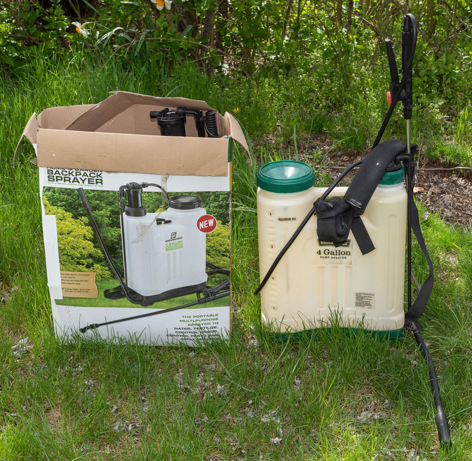 2 Yard Sprayers Incl. NIB: Both 4 gallon capacity. Includes Greenwood and Ground Clear. IMPORTANT: Before bidding, please read the terms and conditions. When you registered for the auction you agreed to these terms and will be 
