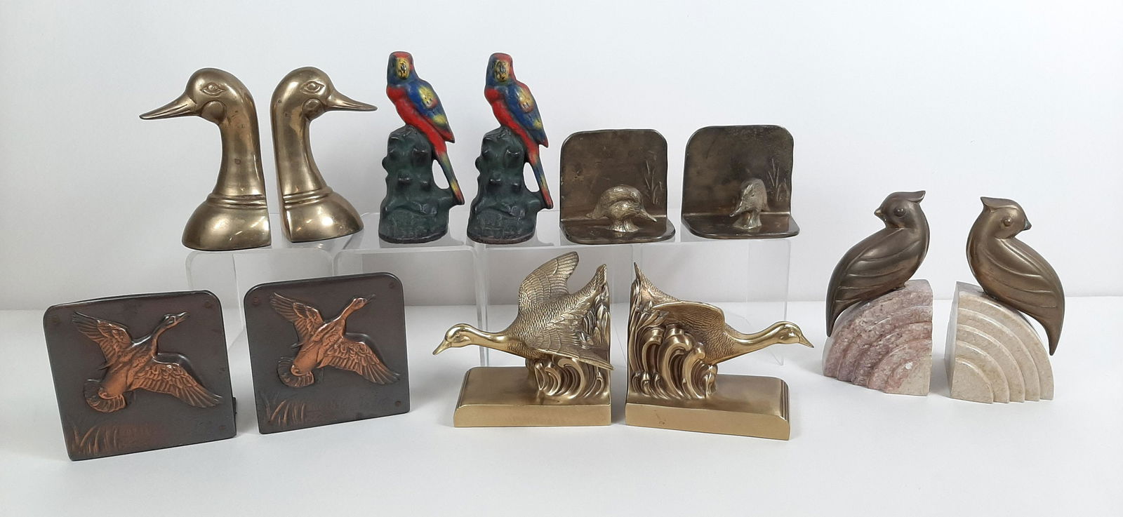 6 Pairs Bird Bookends incl. Brass and Cast Iron (1 of 9)