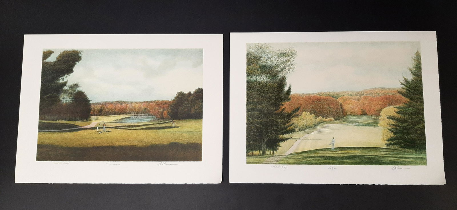 2 Harold Altman (1924-2003) Golf Artist's Proofs: Includes "Threesome" and "Golfer." Each 29½" wide X 22" high. These fine artist proof prints have been crate preserved away from light for 30 + years. Harold Altman of State College, PA was a interna