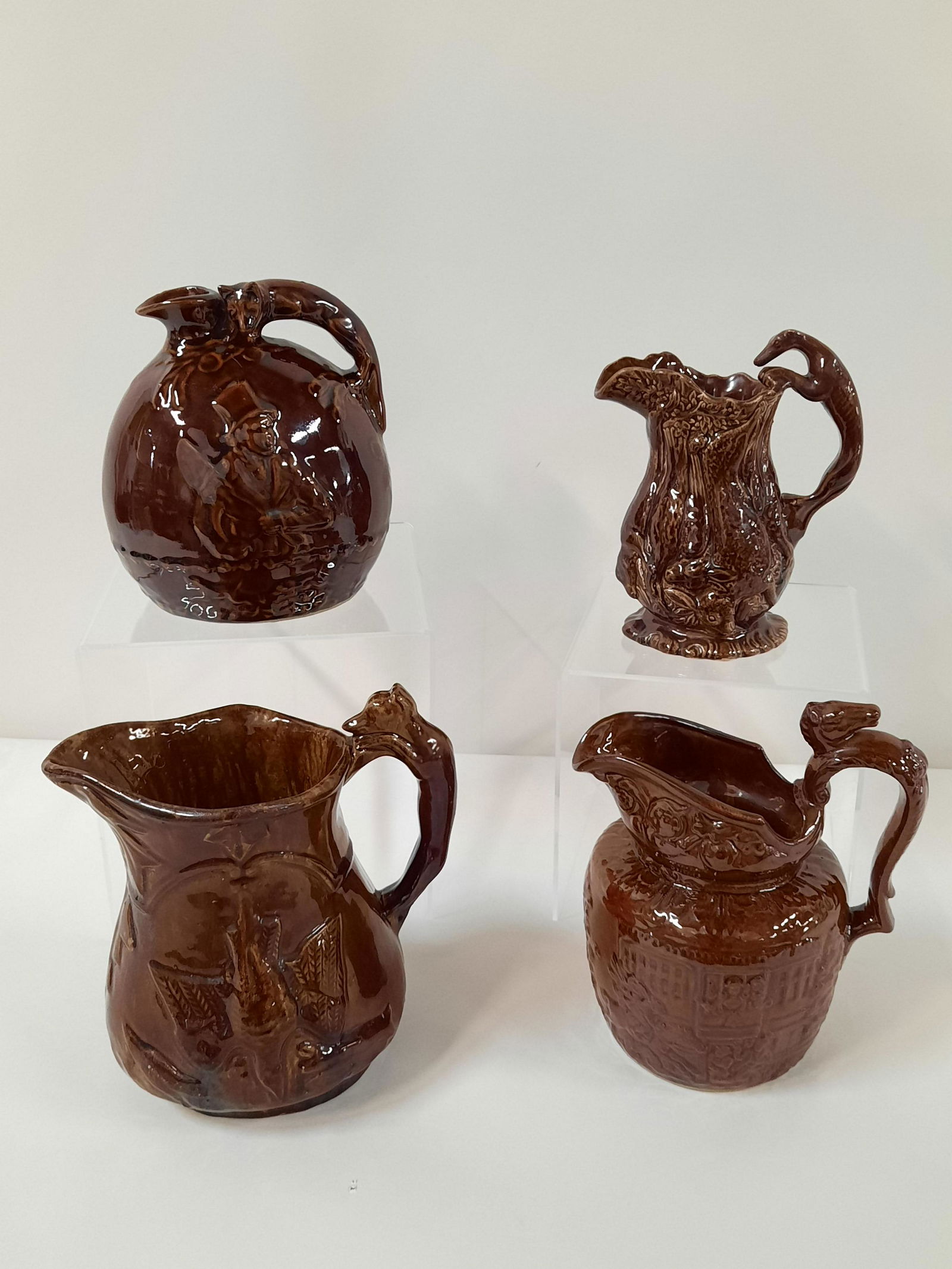 4 Animal Handle Pitchers incl Rockingham (1 of 7)