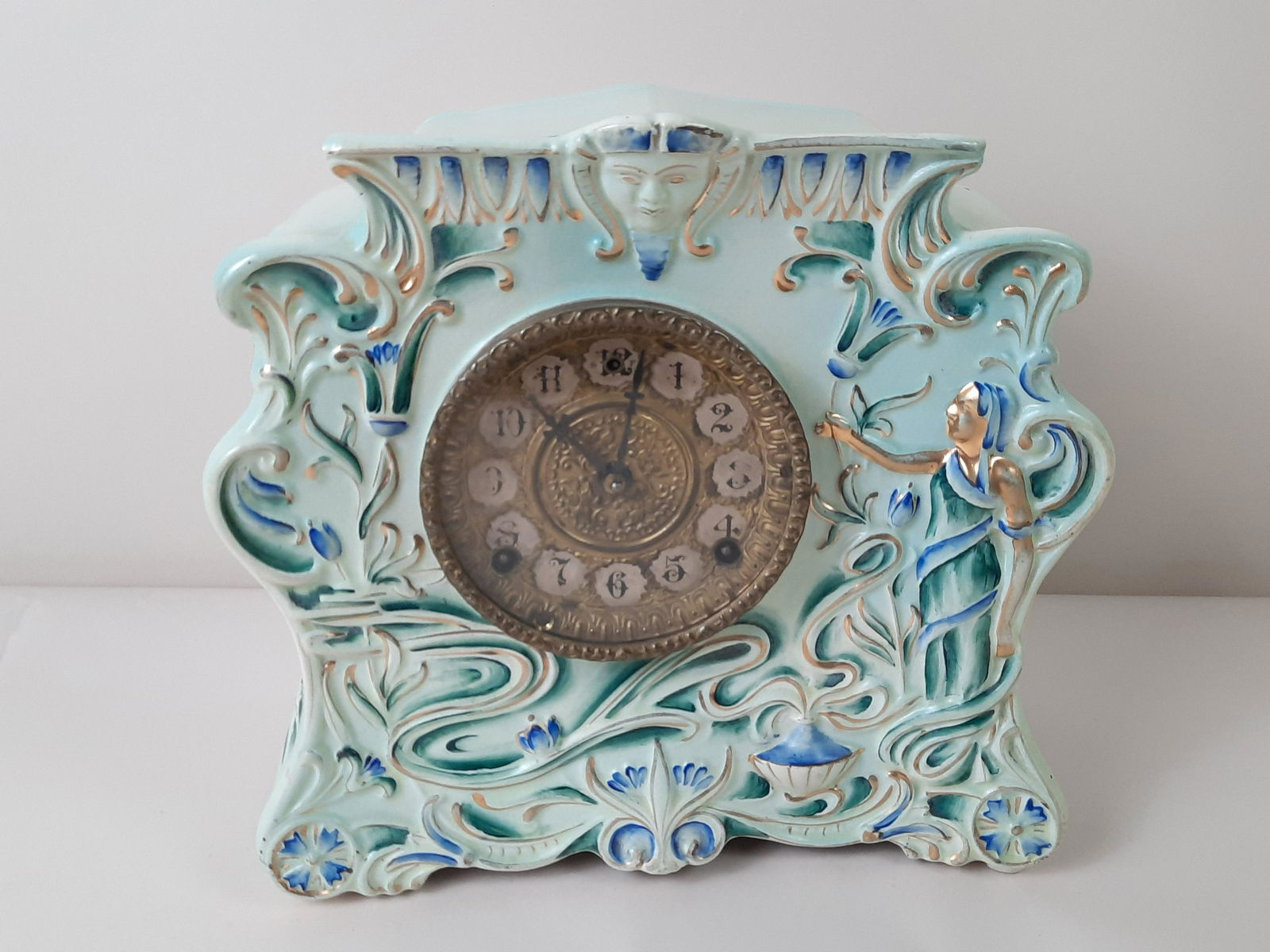 "Dora" Art Nouveau Gilbert Clock Co Mantle Clock (1 of 4)
