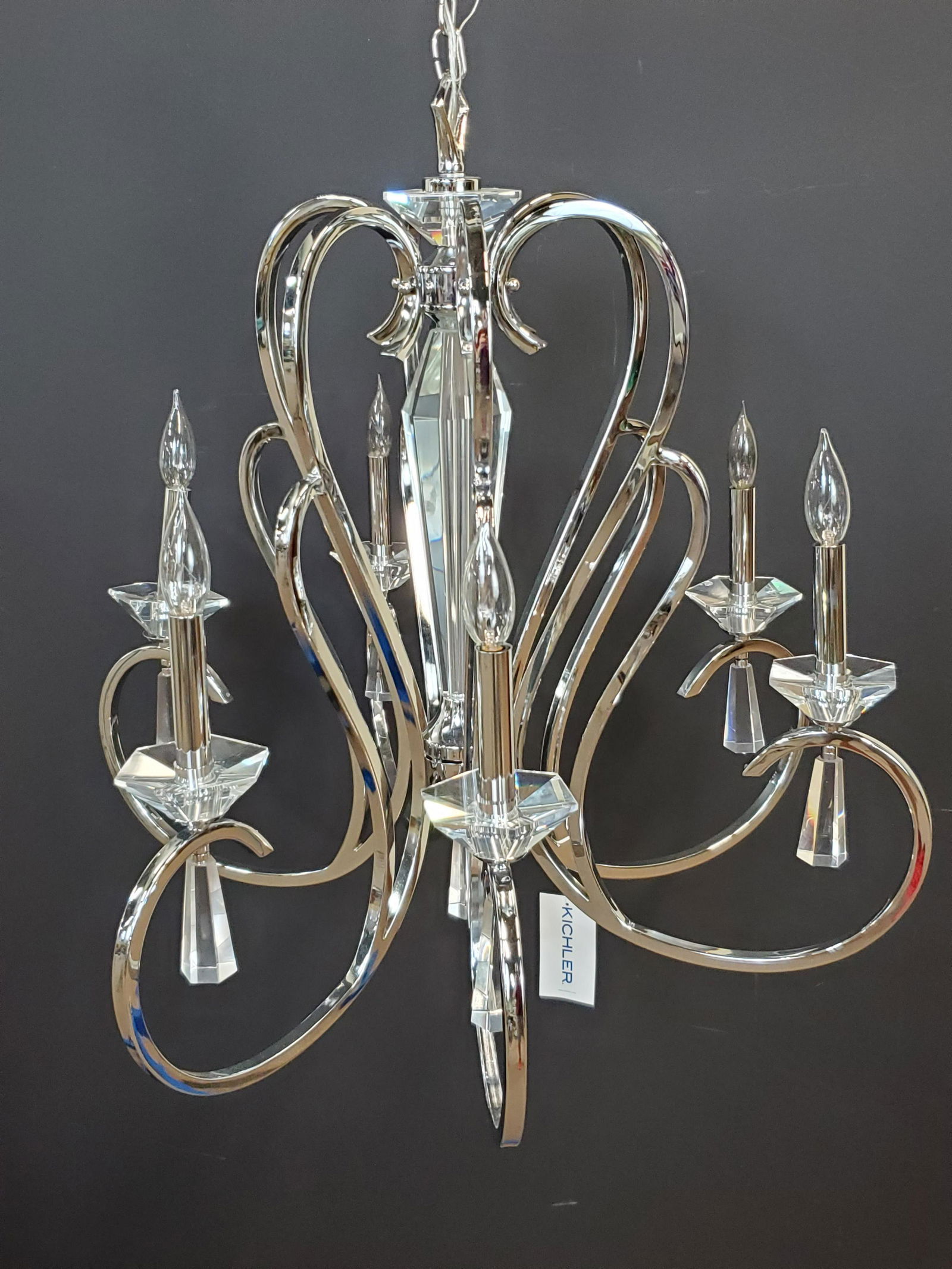 Kichler Chrome & Lucite Chandelier (1 of 5)