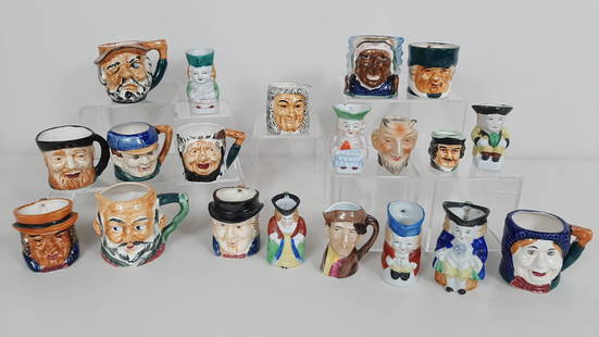 20 Miniature Toby Mugs: All made in occupied Japan. 1¾" to 3" high.