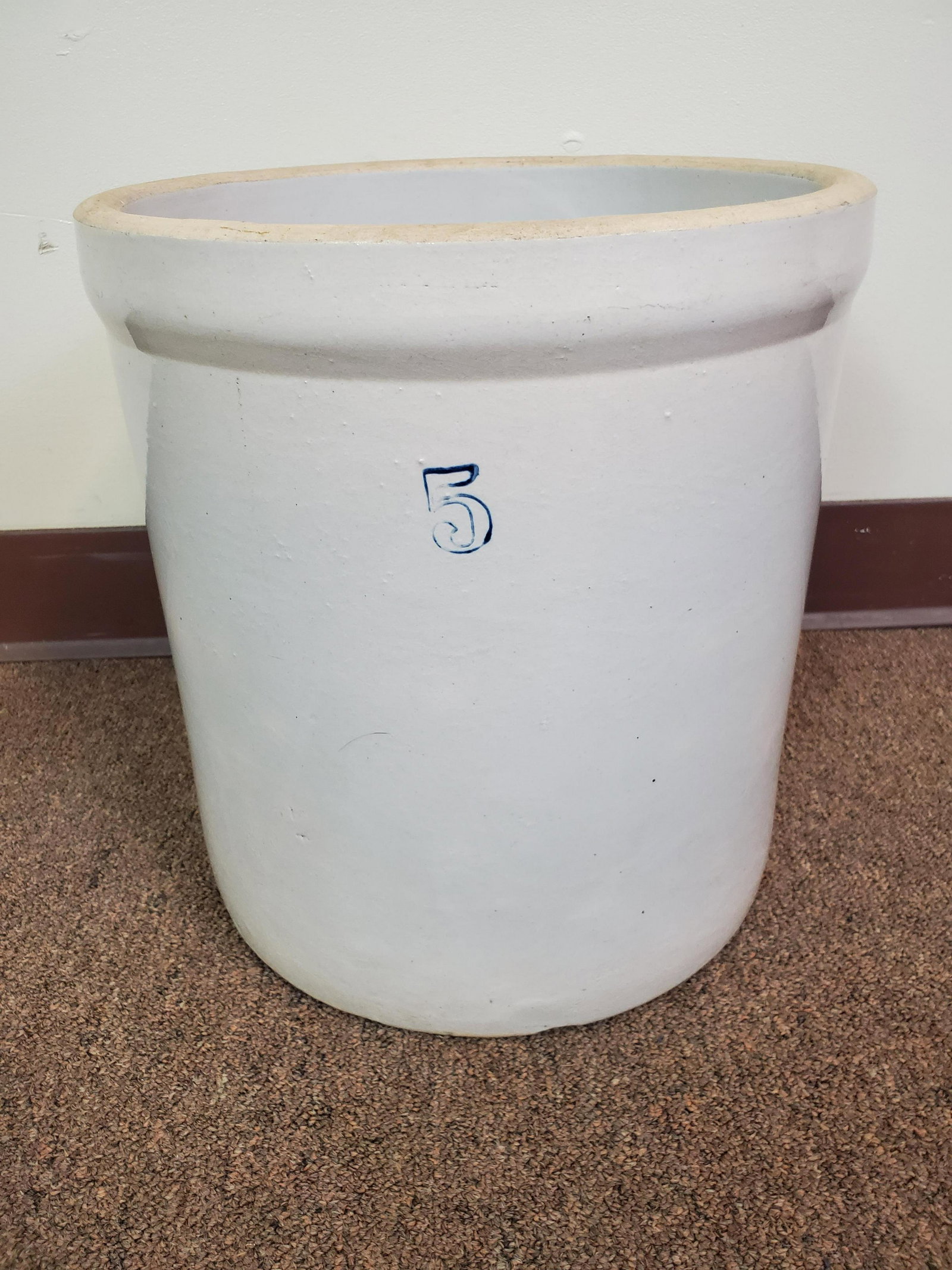 5 Gallon Crock: 12 1/2" diameter X 13 1/4" high.