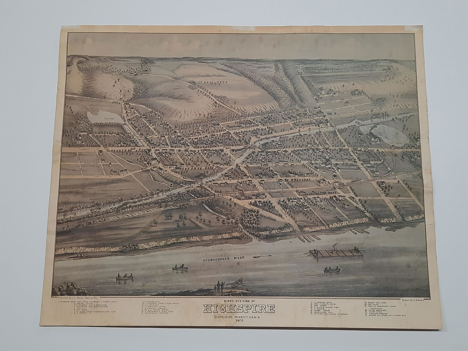 3 Pcs incl 1873 Birds Eye View of Highspire, PA (1 of 17)