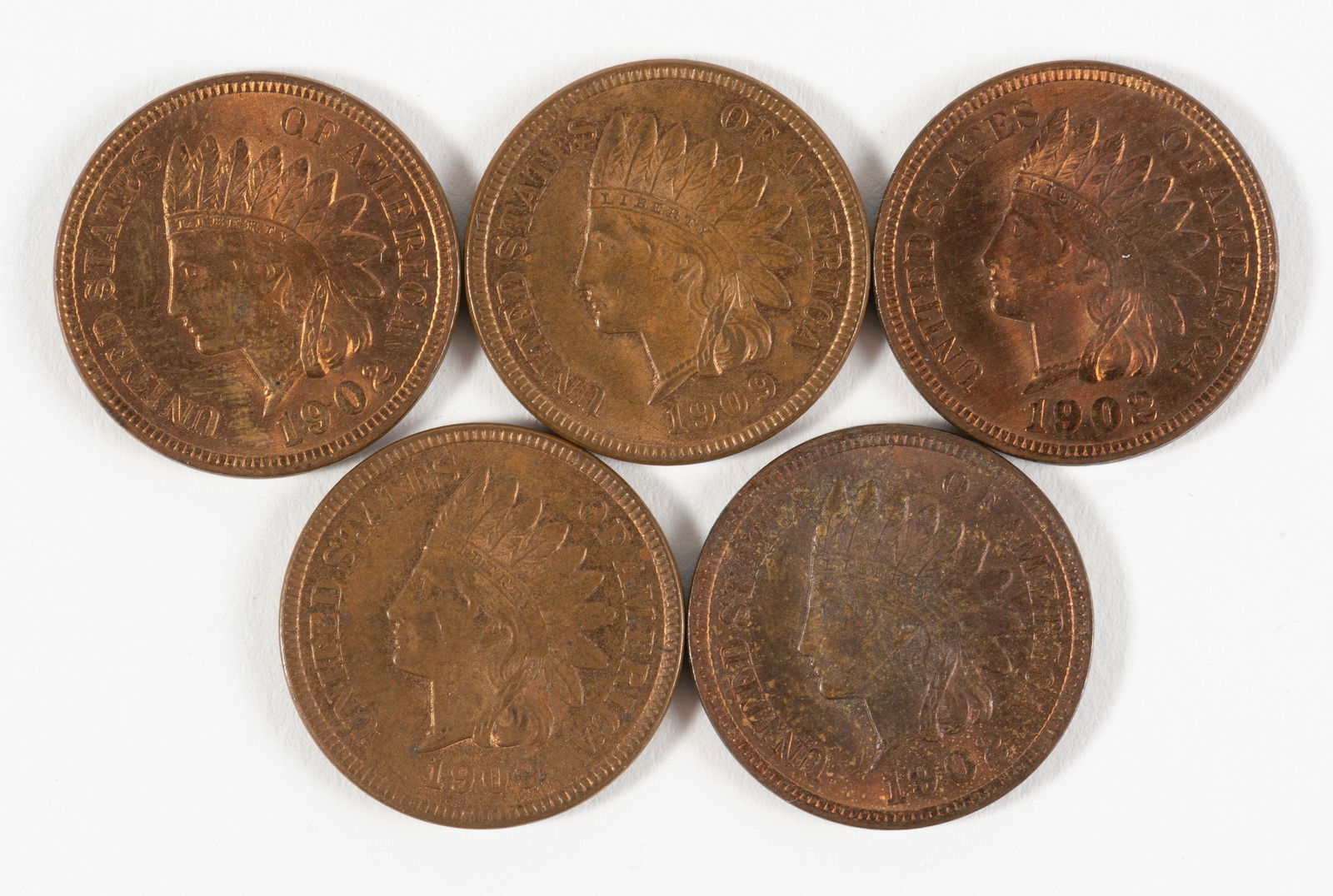 5 Indian Cents Incl. 3 1902 (1 of 2)