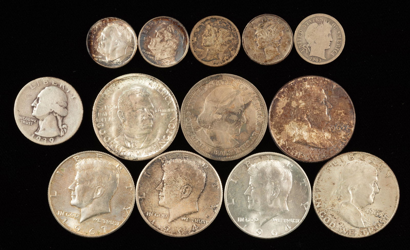 13 Pcs of U.S. Silver Incl. 5 Dimes (1 of 2)