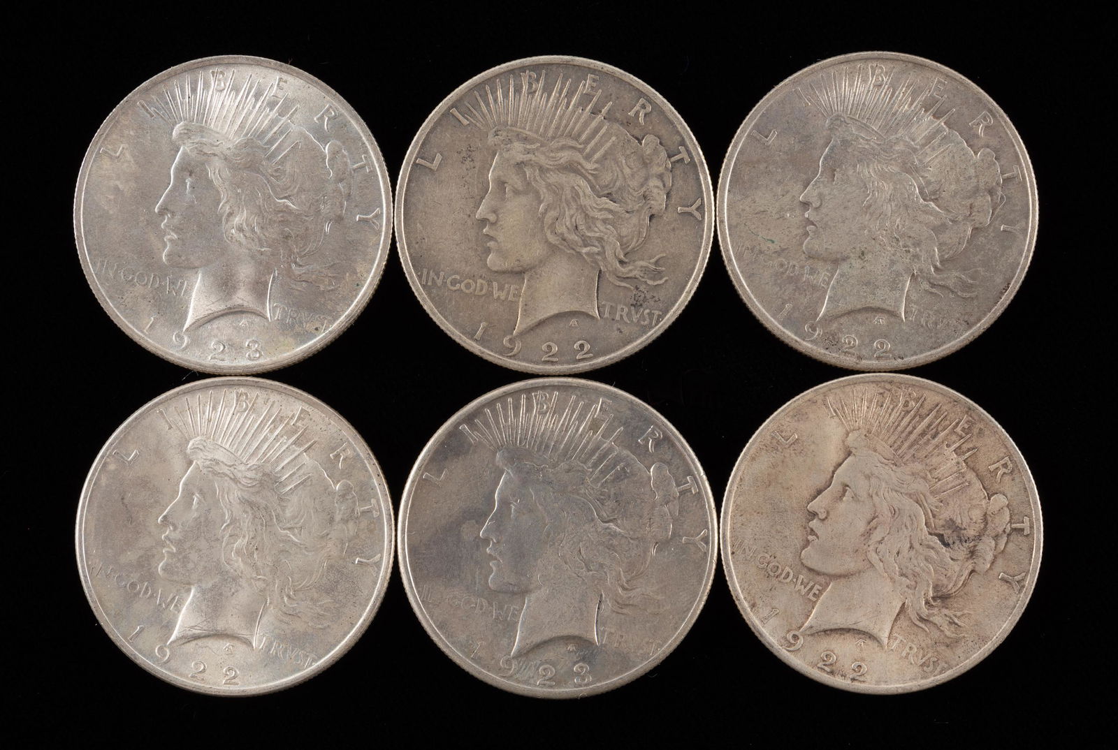 6 Peace Silver Dollars (1 of 2)