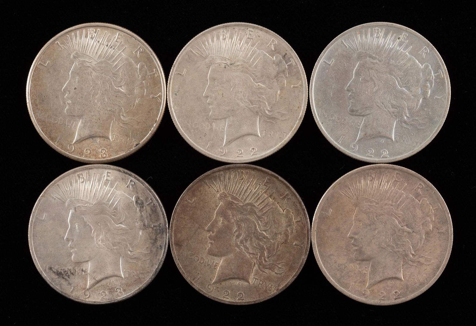 6 Peace Silver Dollars (1 of 2)