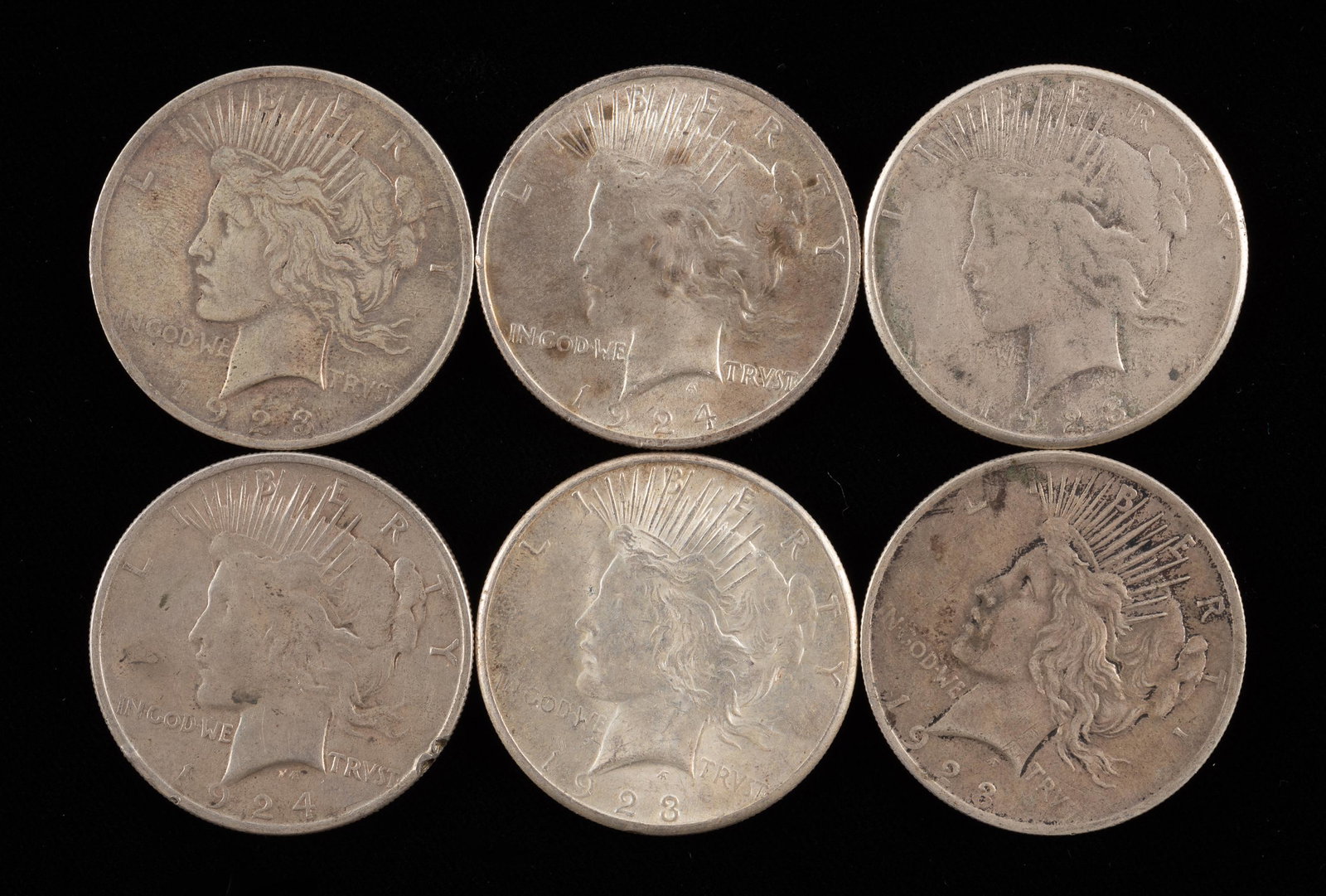6 Peace Silver Dollars (1 of 2)