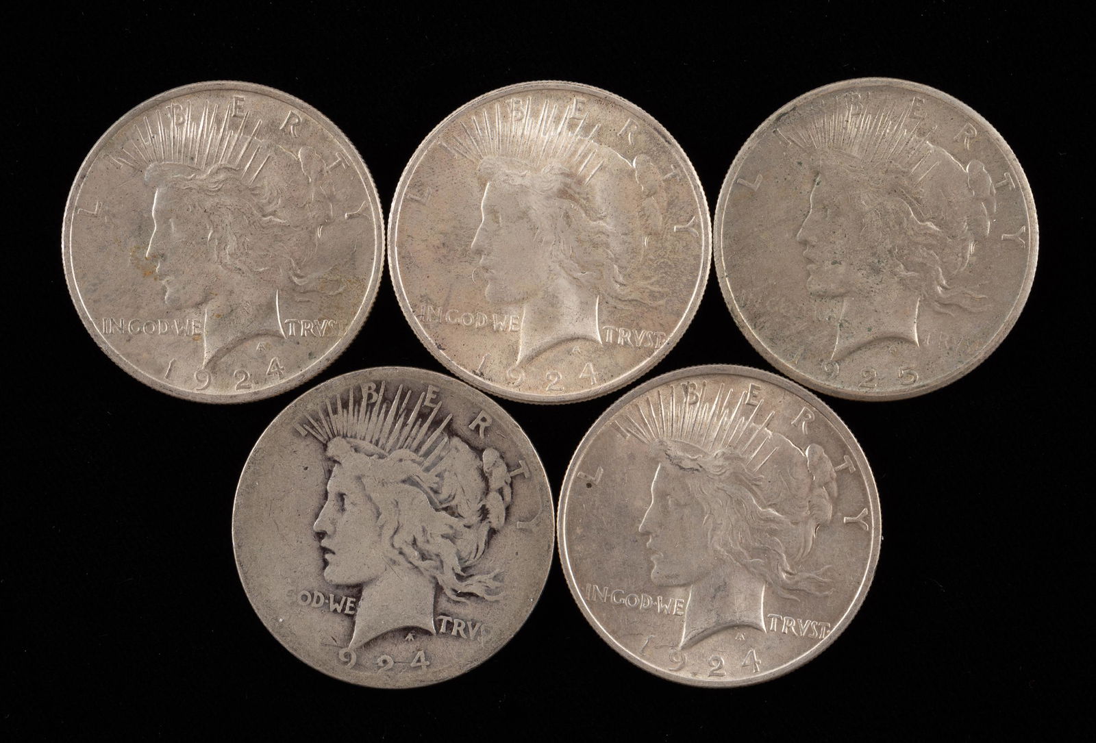 5 Peace Silver Dollars (1 of 2)
