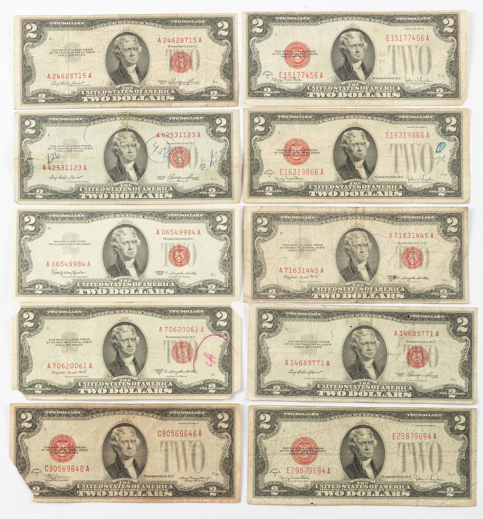 10 $2.00 Red Seal Notes (1 of 2)