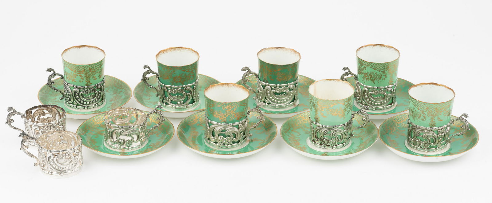 Staffordshire Eggshell & Sterling Demitasse Set (1 of 8)