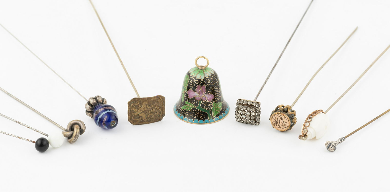9 Vintage Hat Pins and Cloisonne Bell (1 of 5)