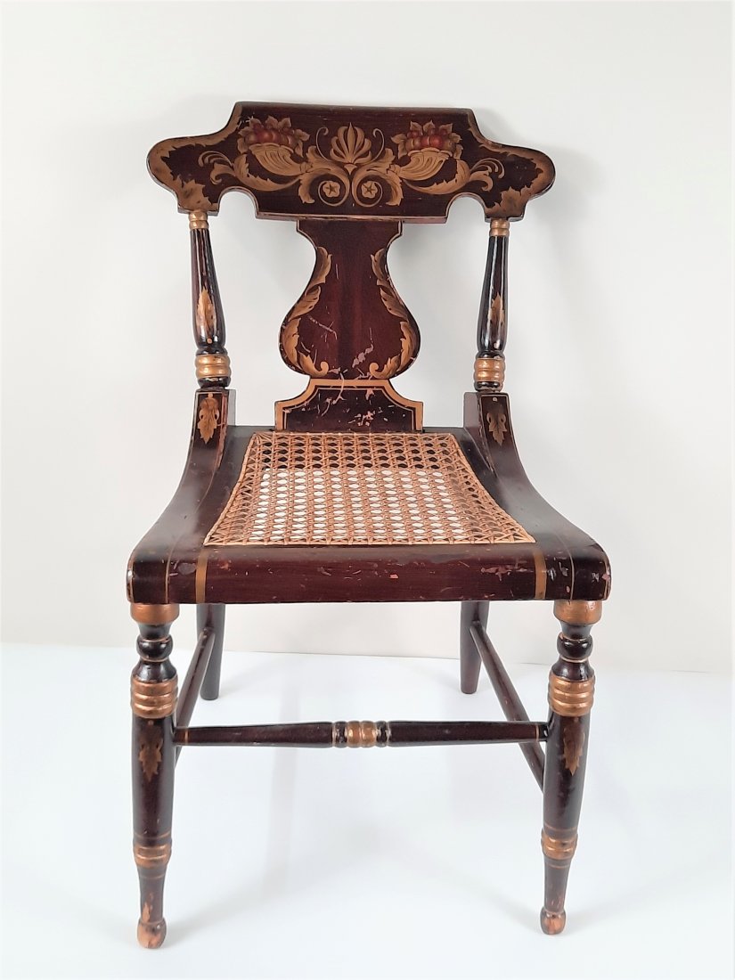 Antique Cornucopia Stenciled Baltimore Fancy Chair (1 of 5)