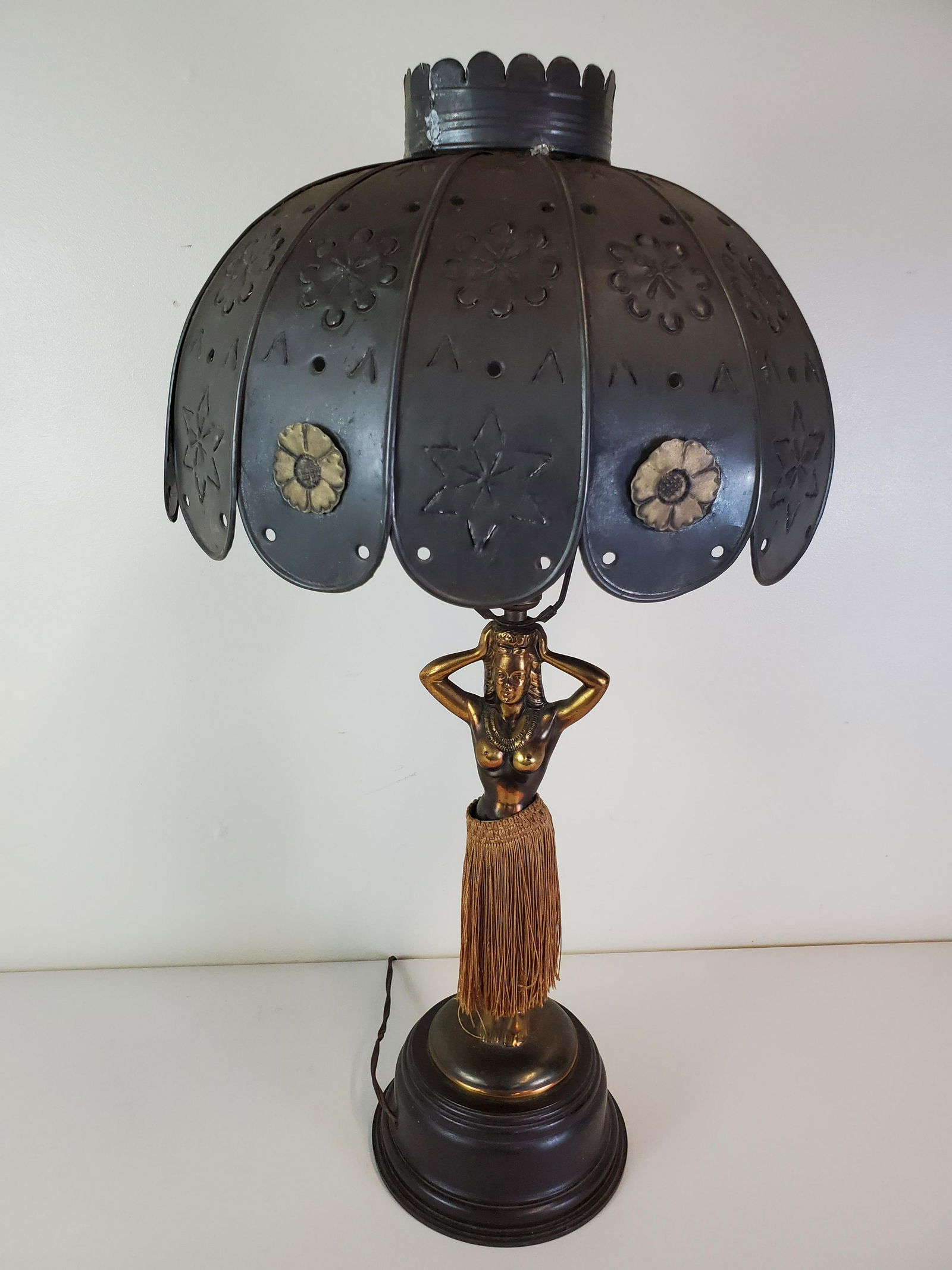 Hula Lamp With Punched Tin Shade (1 of 6)