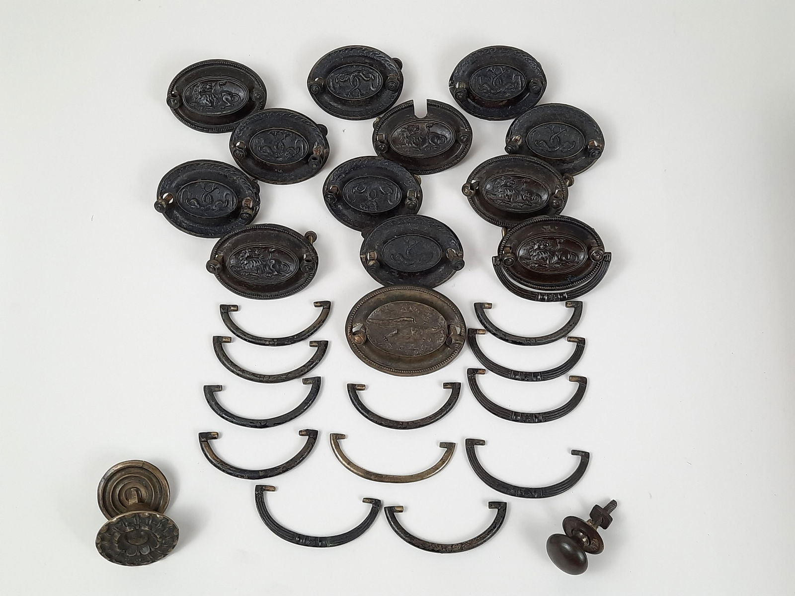 15 19th C Drawer Pulls incl Lion (1 of 3)
