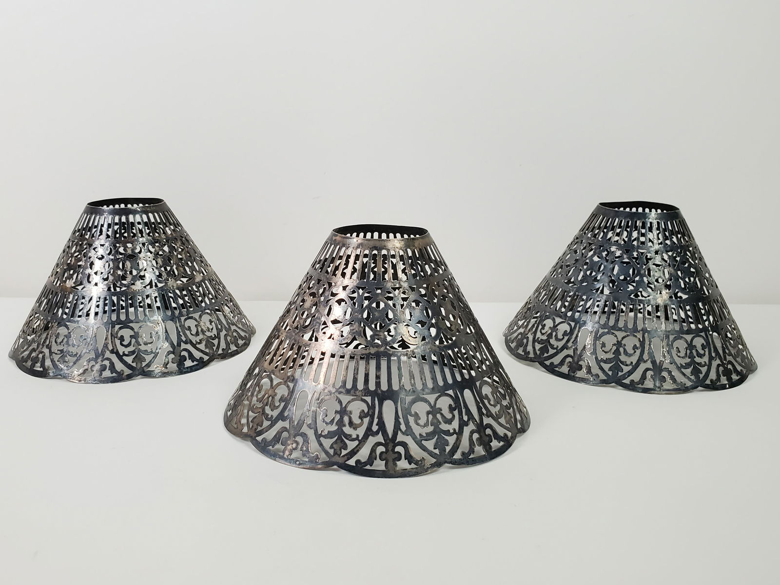 3 Silver Plate Antique Lamp Shades (1 of 3)