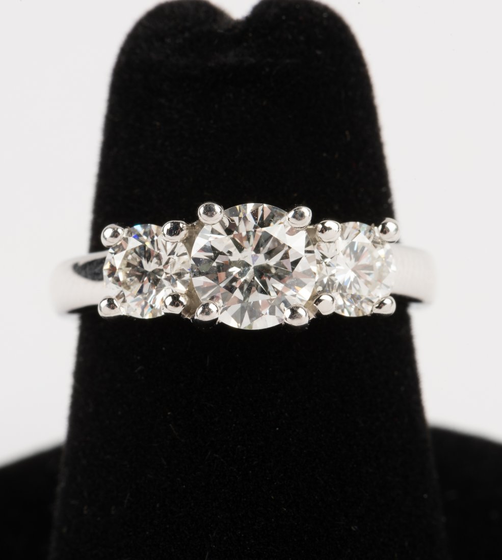 Platinum 1.64 CTW 3-Stone Diamond Ring (1 of 7)