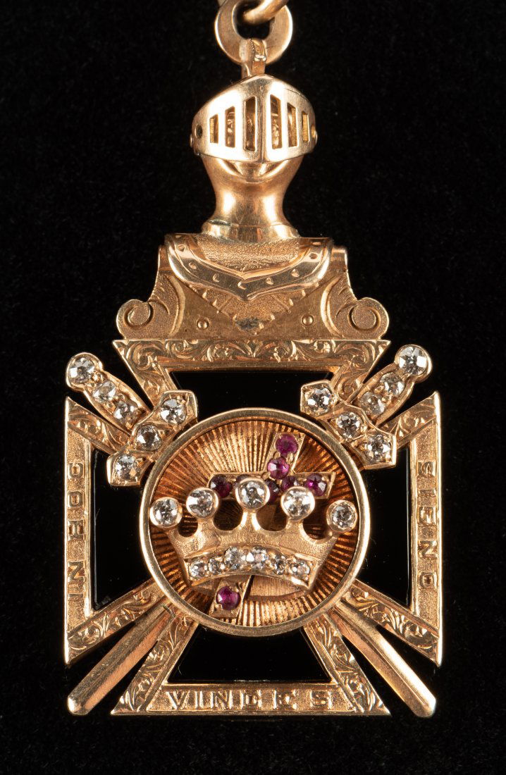 14k Knights Templar Masonic Watch Fob (1 of 7)