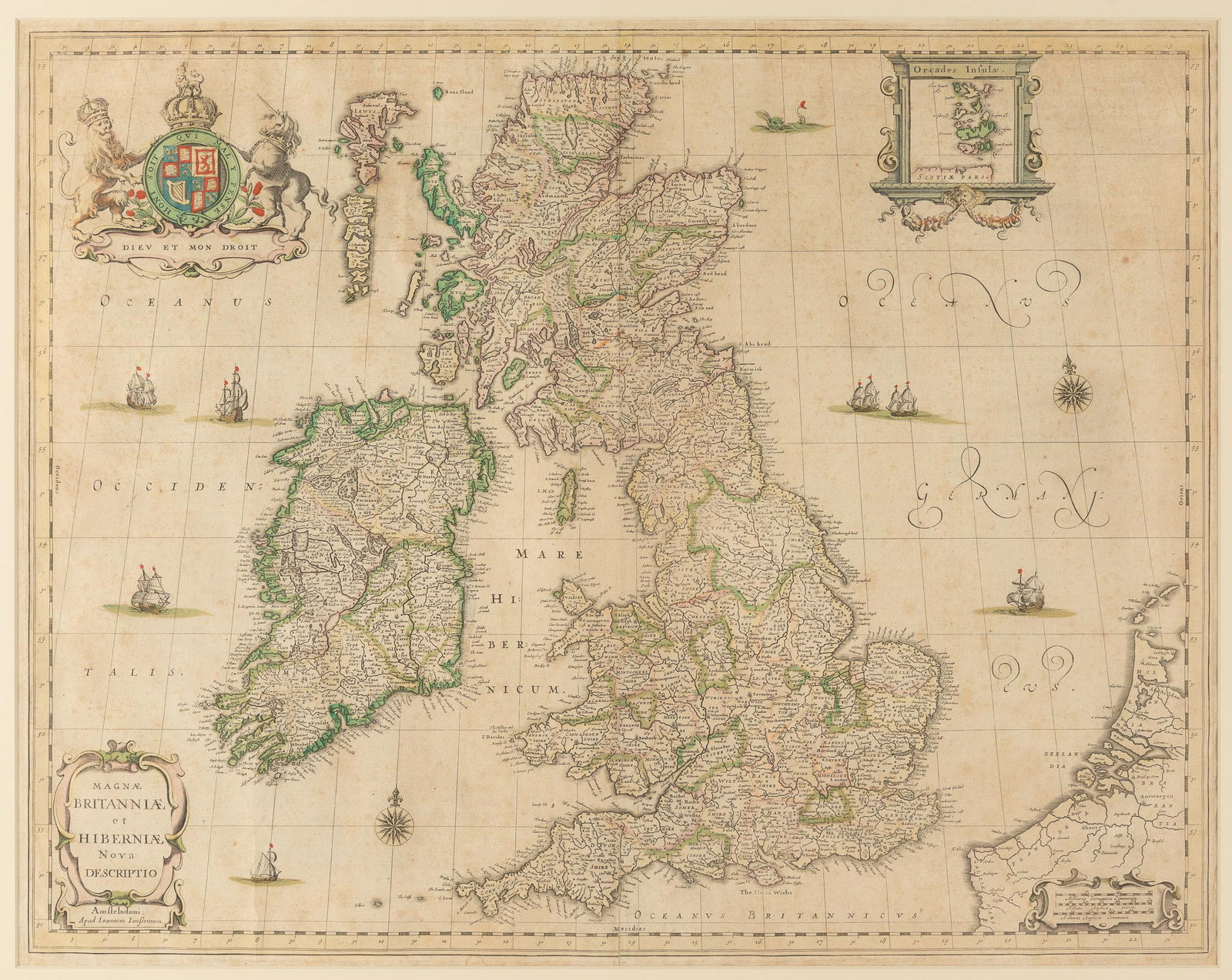Jansson 1653 Map of British Isles (1 of 3)