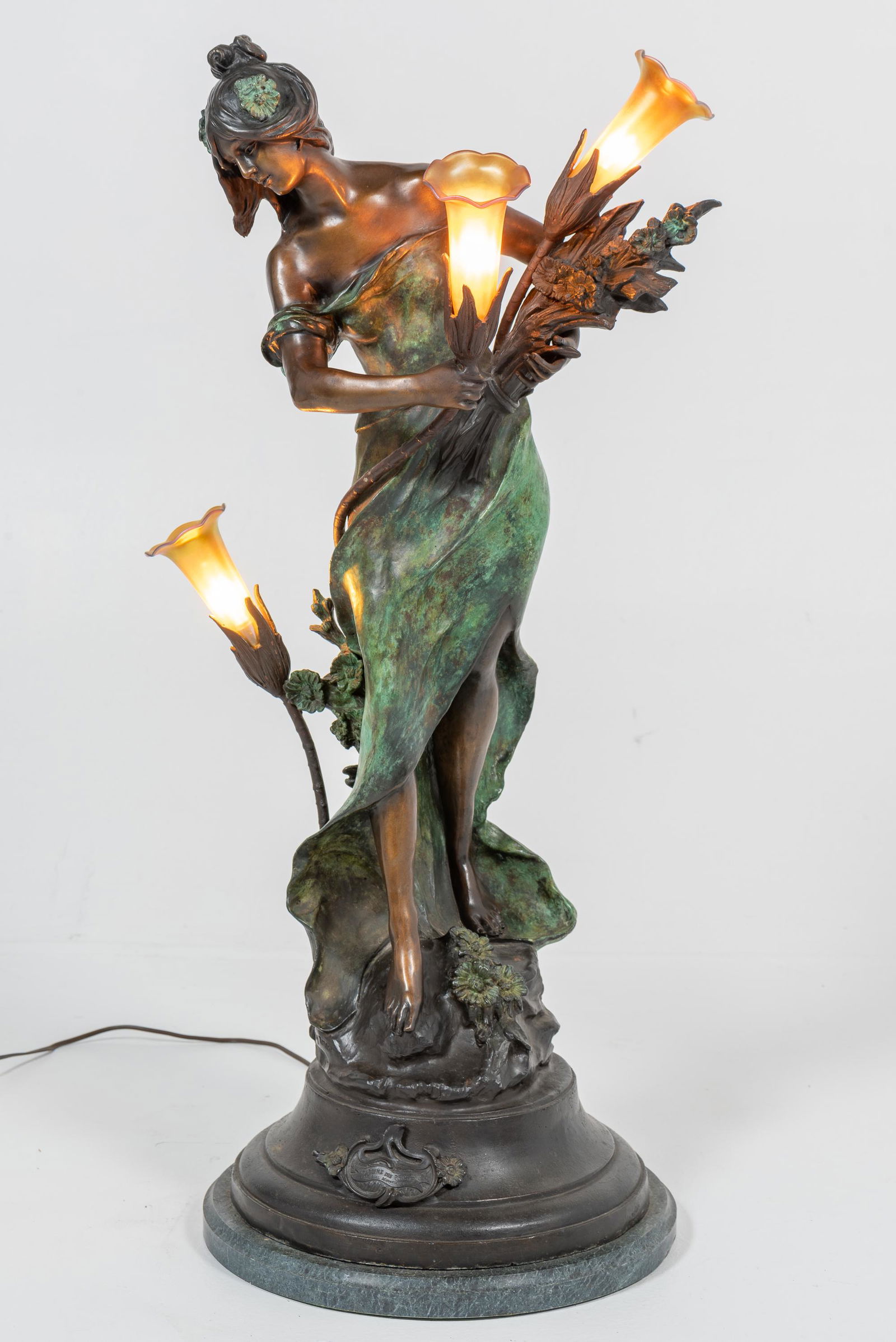 A. Moreau Reine Des Pres Bronze Lamp (1 of 9)