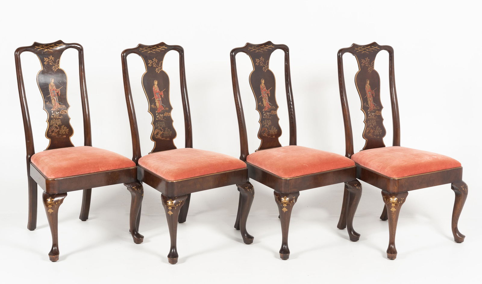 4 Henredon Teak Queen Anne Dining Chairs (1 of 8)
