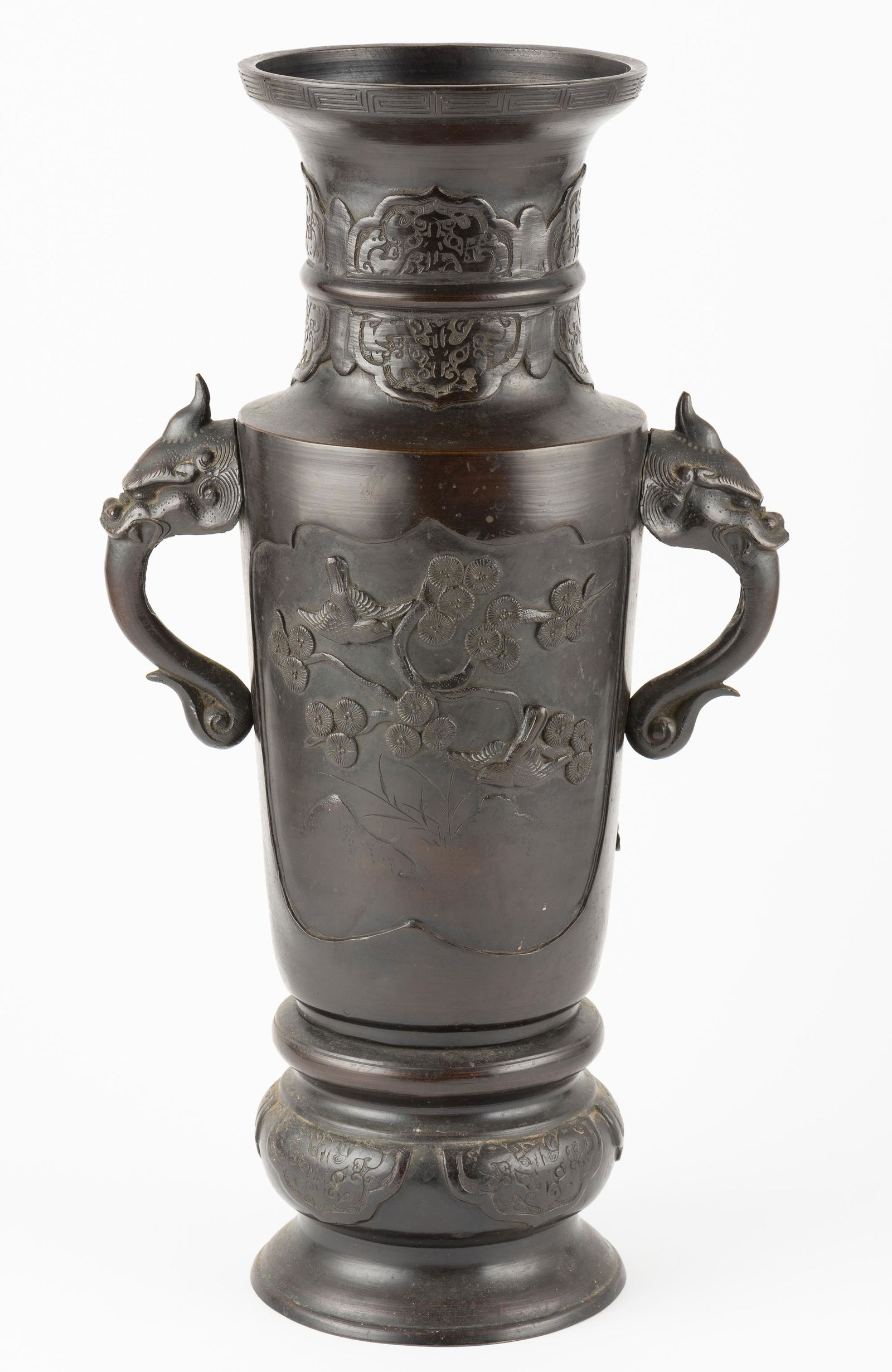Asian Bronze Vase with Elephant Handles (1 of 8)