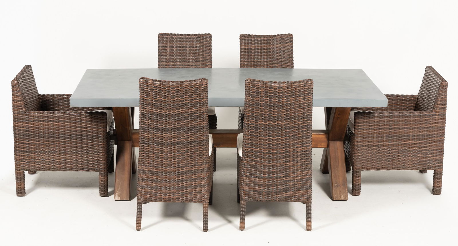 Pottery Barn Concrete & Acacia Table w/ Chairs (1 of 11)