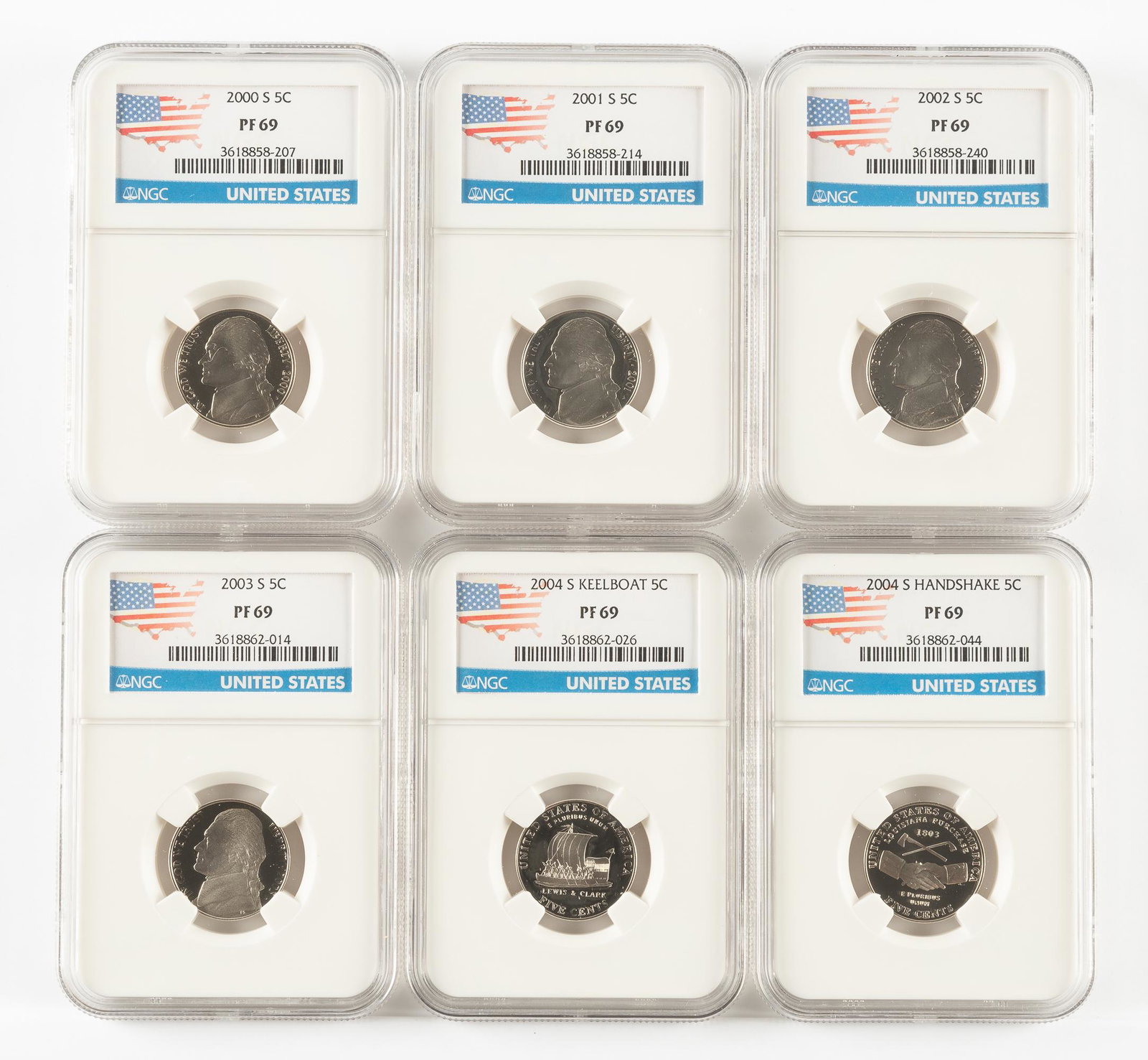 6 Nickels NGC PF69 (1 of 2)