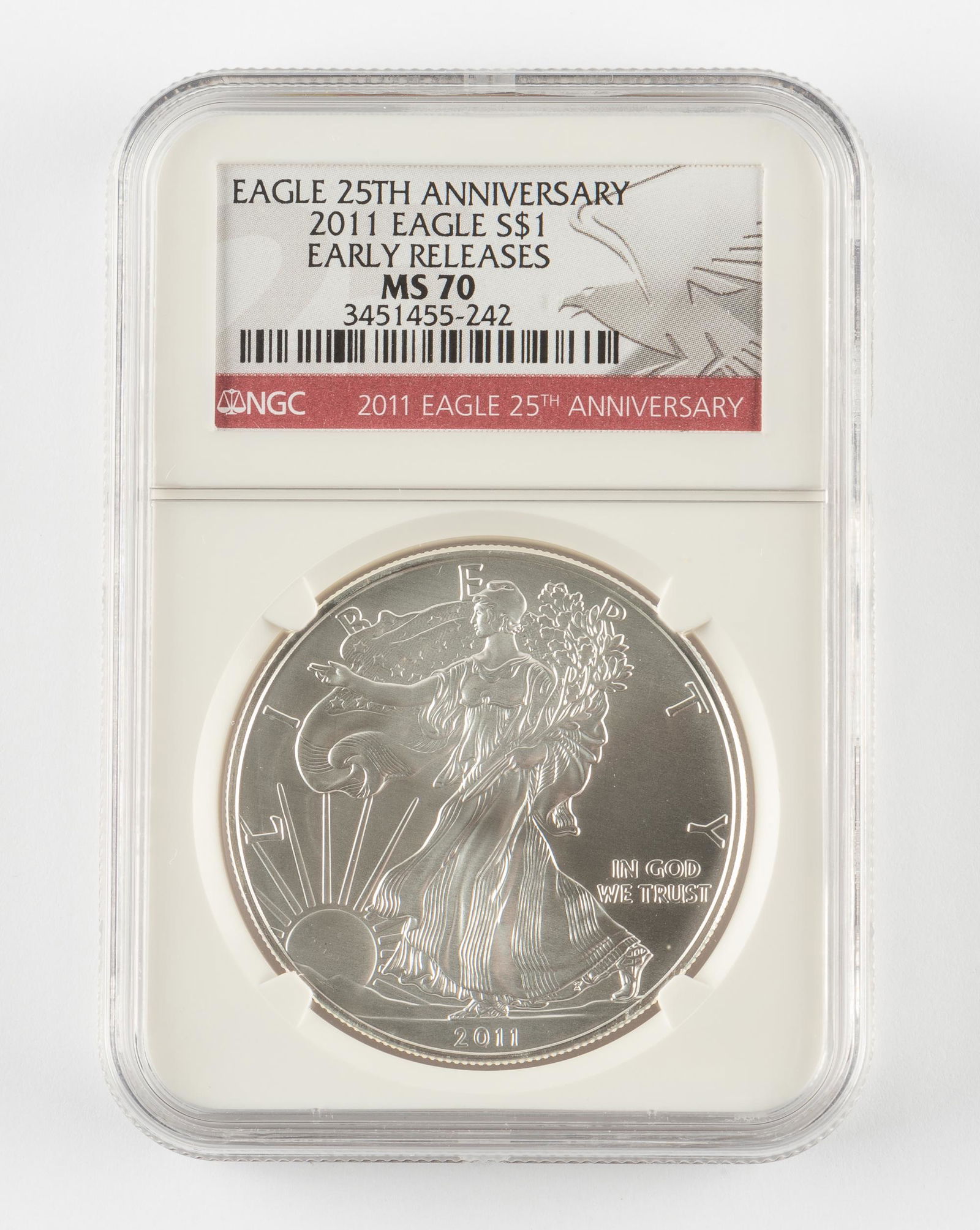 2011 $1 Silver Amer Eagle ER 25th Anniv NGC MS70 (1 of 2)