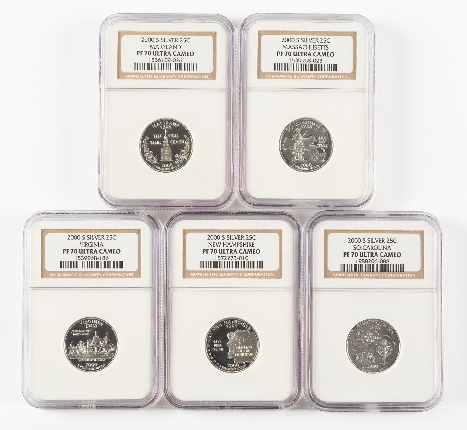 5 Silver 2000-S State Quarters NGC PF70 UC (1 of 2)