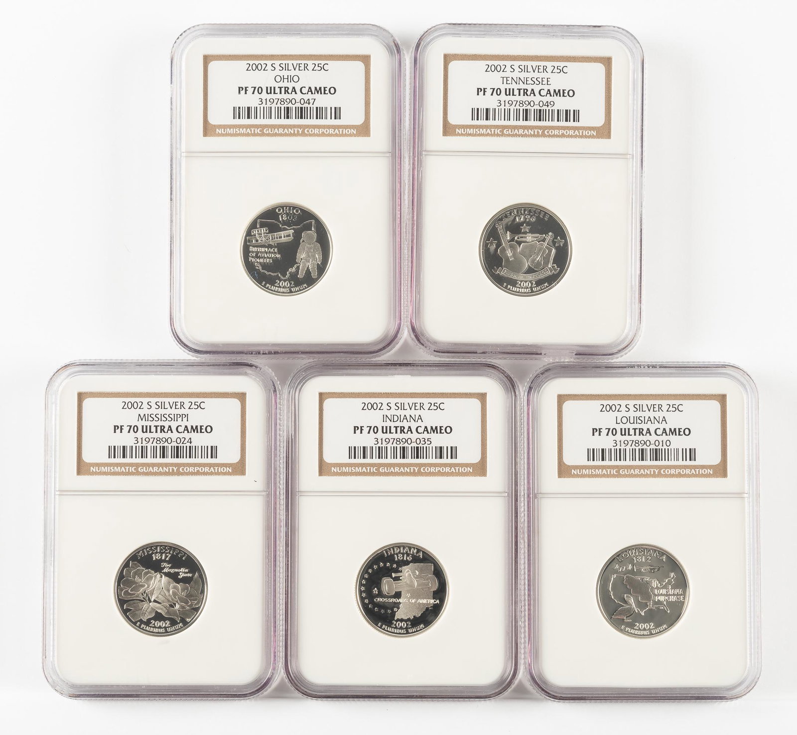 5 Silver 2002-S State Quarters NGC PF70 UC (1 of 2)