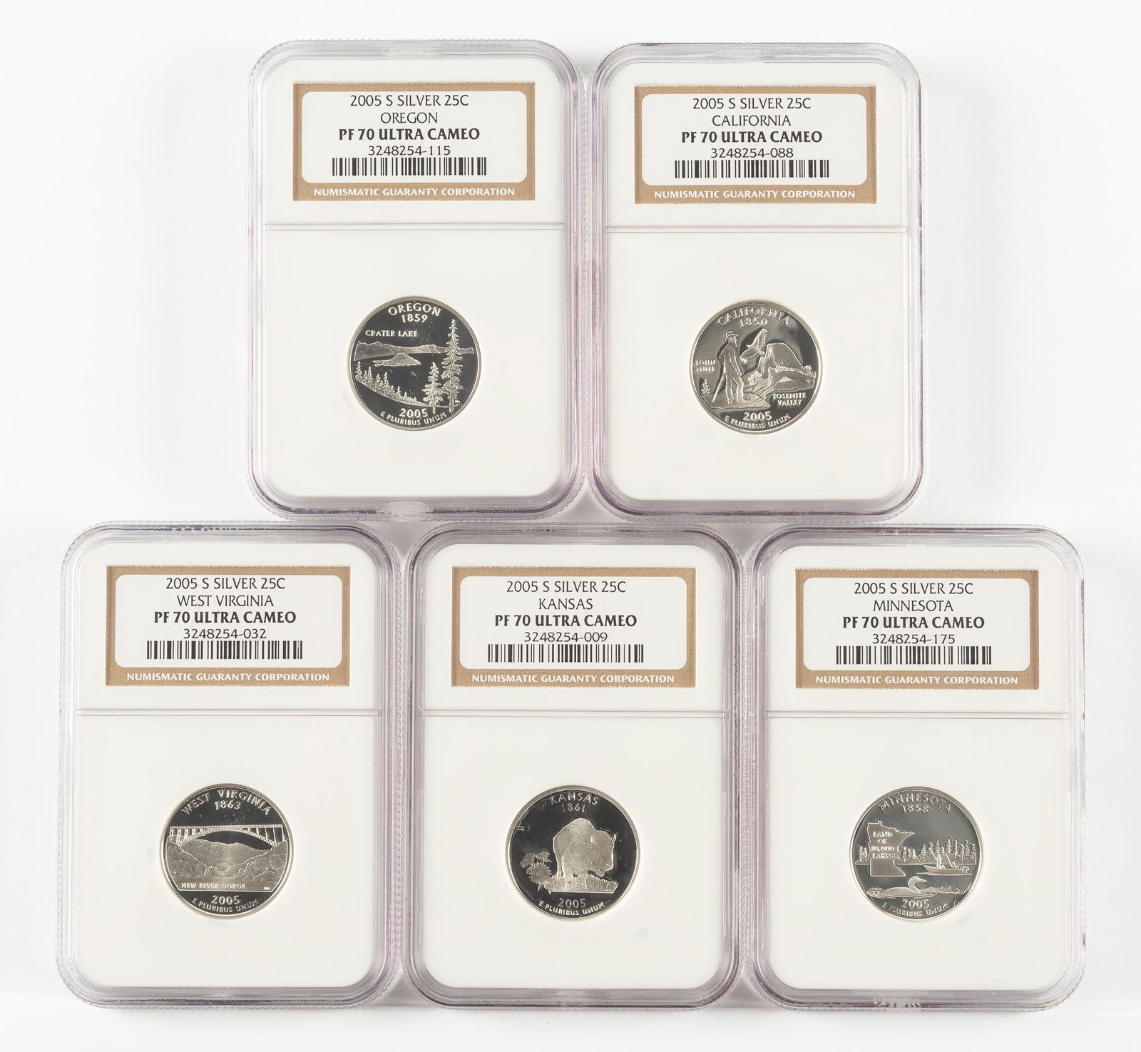 5 Silver 2005-S State Quarters NGC PF70 UC (1 of 2)